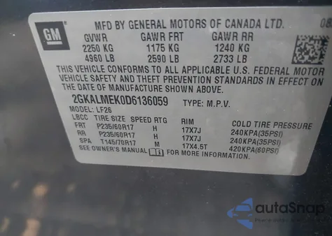 2013 GMC Terrain Sle-1 from USA, damaged, VIN 2GKALMEK0D6136059